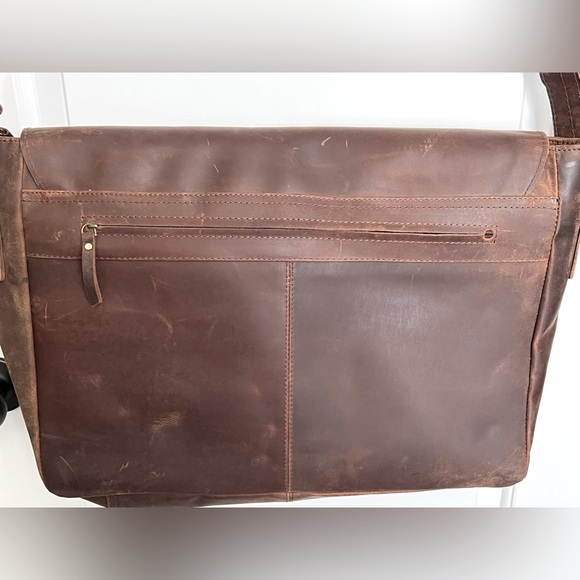 Distressed Leather Messenger Bag - Picture 2 of 4